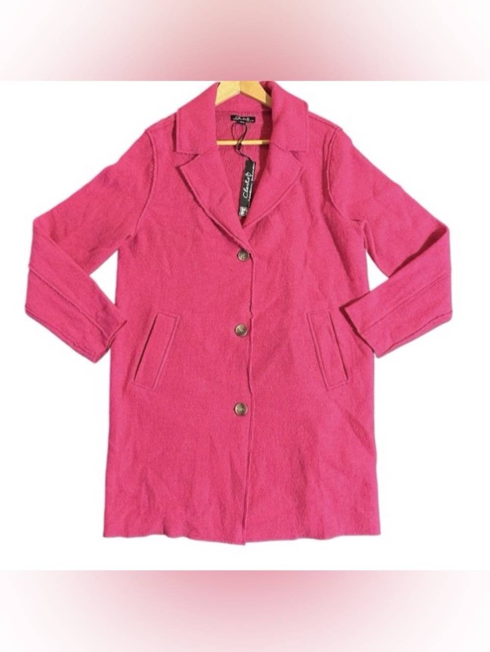 Charlie B 100% Wool Blazer Jacket Coat Raw Magenta Womens Medium New W Tags